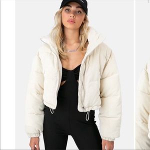 Cropped Corduroy Puffer Jacket